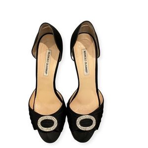 Manolo Blahnik Sedaraby black satin sandals